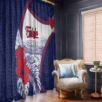 Falefa Samoa Village Window Curtain Valley Polynesian Tribal Hibiscus Floral