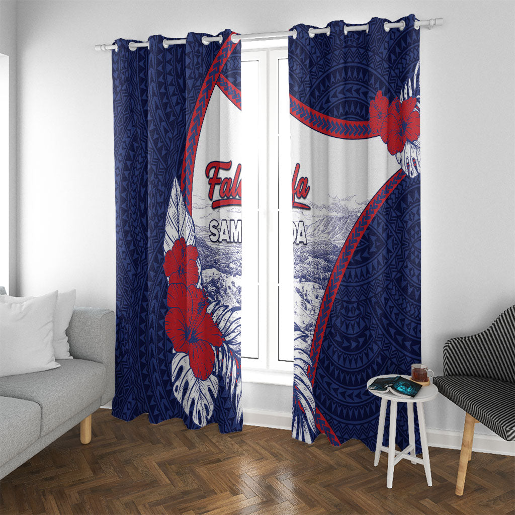 Falefa Samoa Village Window Curtain Valley Polynesian Tribal Hibiscus Floral