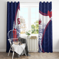 Falefa Samoa Village Window Curtain Valley Polynesian Tribal Hibiscus Floral