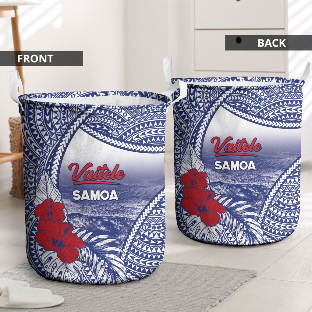 Vaitele Samoa Village Laundry Basket Falefa Valley Polynesian Tribal Hibiscus Floral