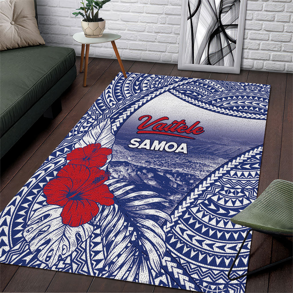 Vaitele Samoa Village Area Rug Falefa Valley Polynesian Tribal Hibiscus Floral