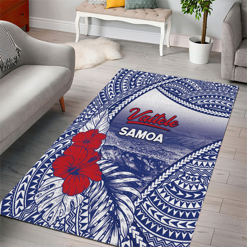 Vaitele Samoa Village Area Rug Falefa Valley Polynesian Tribal Hibiscus Floral