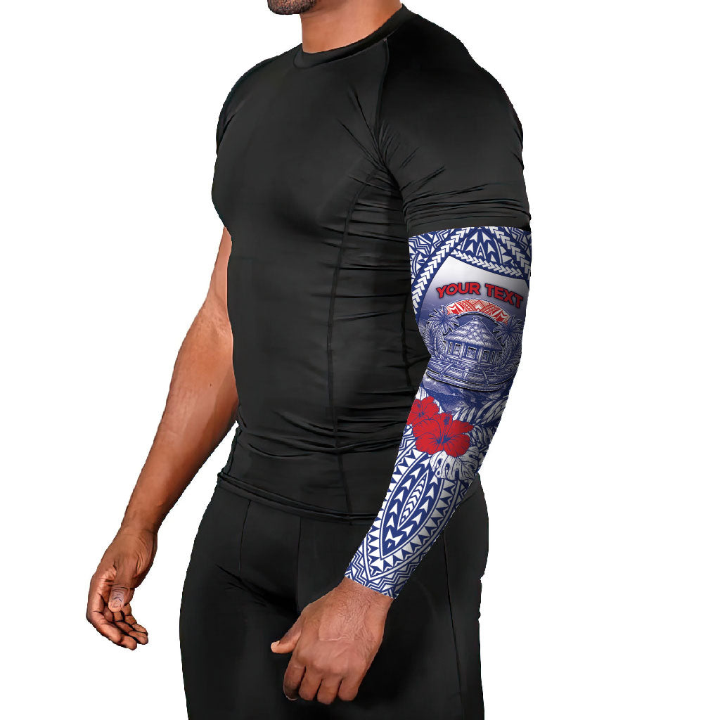 Personalised Vaitele Samoa Village Arm Sleeves Falefa Valley Polynesian Tribal Hibiscus Floral