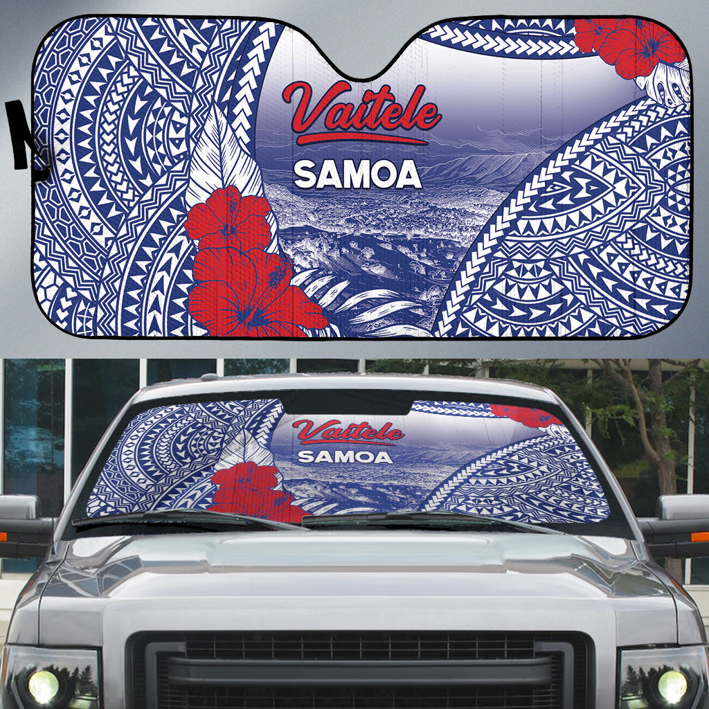 Vaitele Samoa Village Auto Sun Shade Falefa Valley Polynesian Tribal Hibiscus Floral