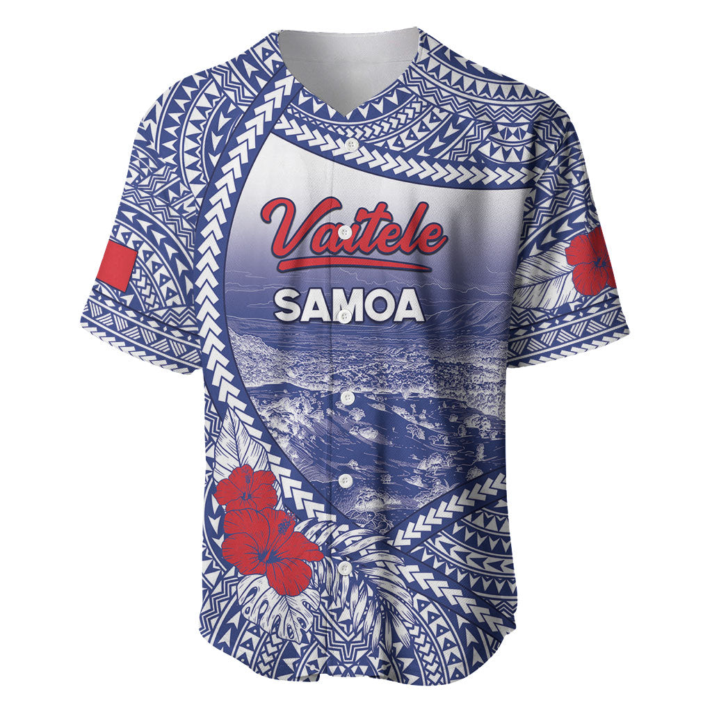 Personalised Vaitele Samoa Village Baseball Jersey Falefa Valley Polynesian Tribal Hibiscus Floral