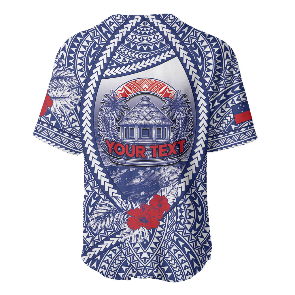 Personalised Vaitele Samoa Village Baseball Jersey Falefa Valley Polynesian Tribal Hibiscus Floral