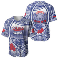 Personalised Vaitele Samoa Village Baseball Jersey Falefa Valley Polynesian Tribal Hibiscus Floral