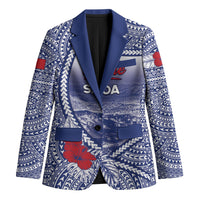 Personalised Vaitele Samoa Village Blazer Falefa Valley Polynesian Tribal Hibiscus Floral