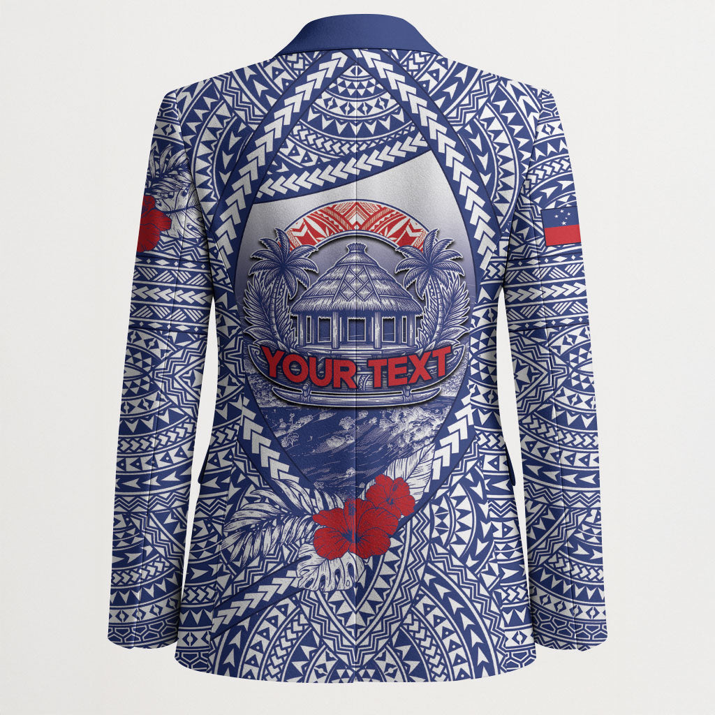 Personalised Vaitele Samoa Village Blazer Falefa Valley Polynesian Tribal Hibiscus Floral