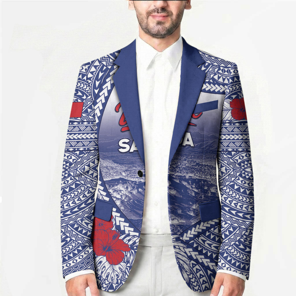 Personalised Vaitele Samoa Village Blazer Falefa Valley Polynesian Tribal Hibiscus Floral