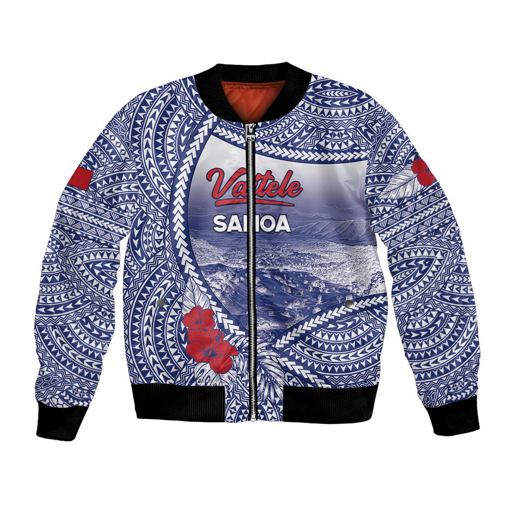 Personalised Vaitele Samoa Village Bomber Jacket Falefa Valley Polynesian Tribal Hibiscus Floral