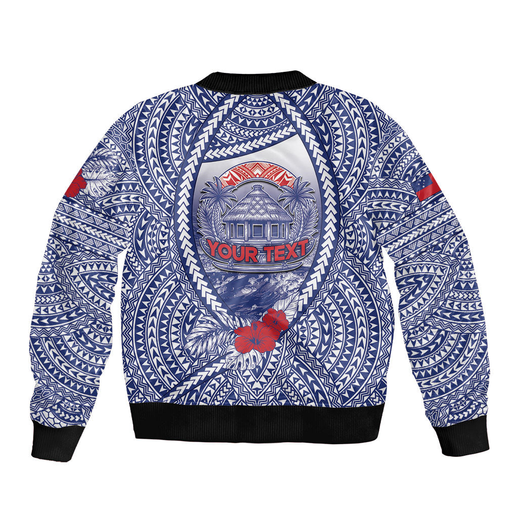 Personalised Vaitele Samoa Village Bomber Jacket Falefa Valley Polynesian Tribal Hibiscus Floral