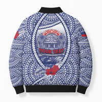 Personalised Vaitele Samoa Village Bomber Puffer Jacket Falefa Valley Polynesian Tribal Hibiscus Floral
