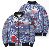 Personalised Vaitele Samoa Village Bomber Puffer Jacket Falefa Valley Polynesian Tribal Hibiscus Floral