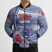 Personalised Vaitele Samoa Village Bomber Puffer Jacket Falefa Valley Polynesian Tribal Hibiscus Floral