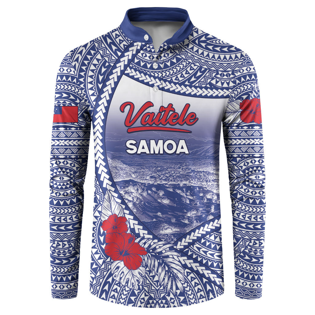 Personalised Vaitele Samoa Village Button Sweatshirt Falefa Valley Polynesian Tribal Hibiscus Floral