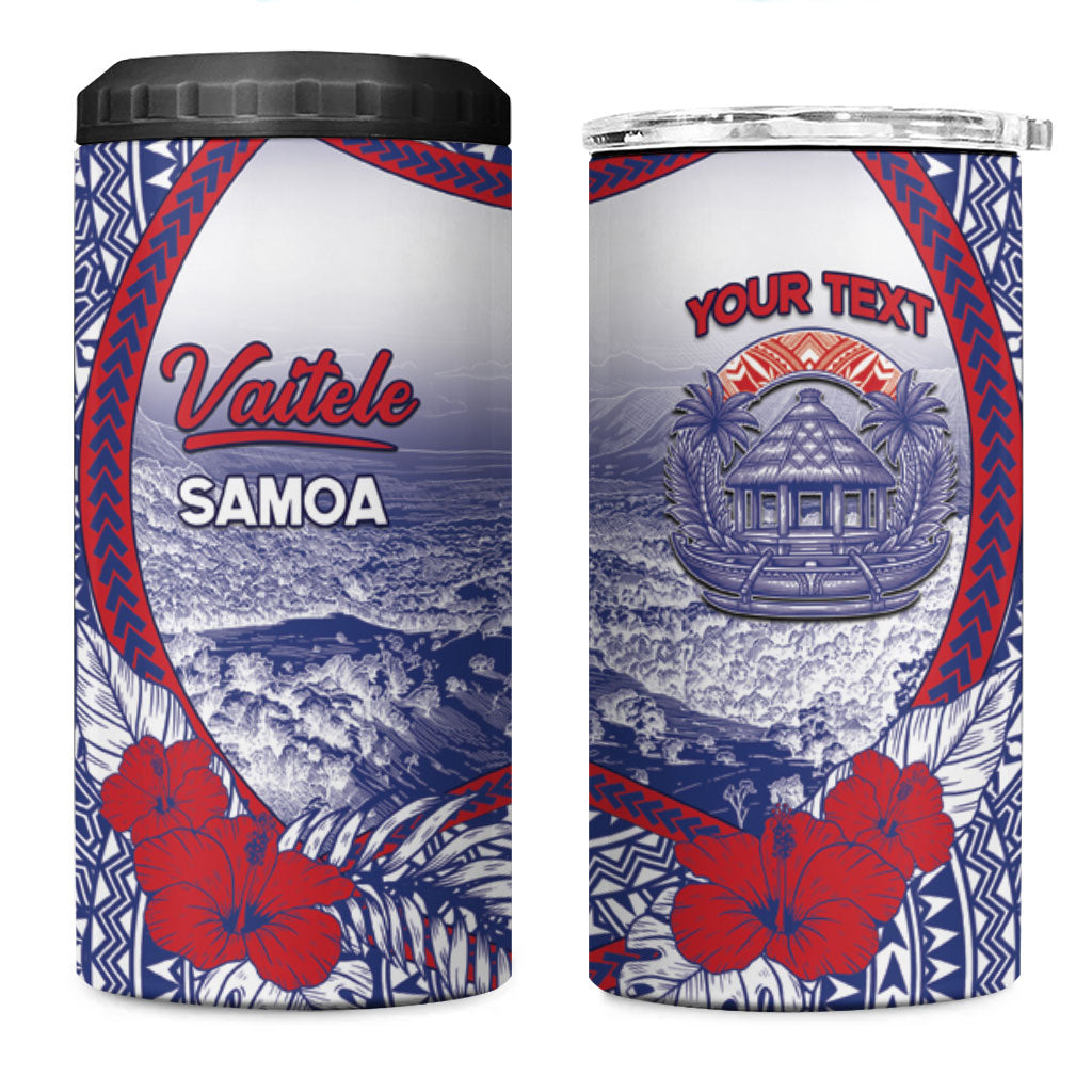 Personalised Vaitele Samoa Village 4 in 1 Can Cooler Tumbler Falefa Valley Polynesian Tribal Hibiscus Floral