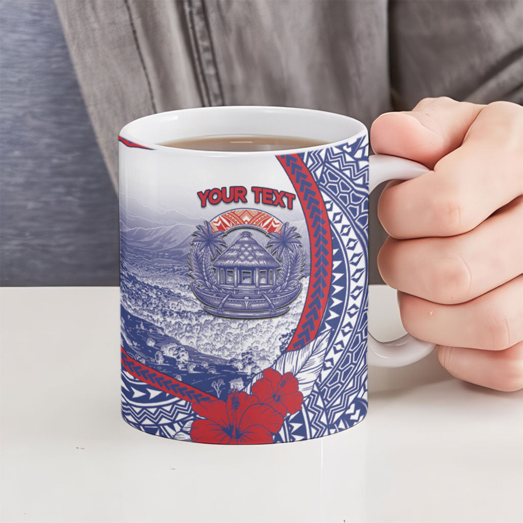 Personalised Vaitele Samoa Village Ceramic Mug Falefa Valley Polynesian Tribal Hibiscus Floral