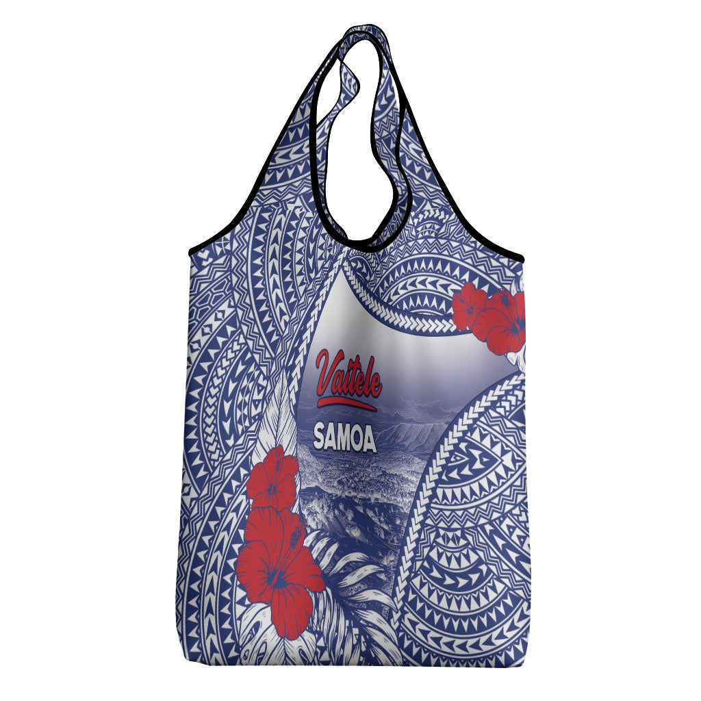 Vaitele Samoa Village Grocery Bag Falefa Valley Polynesian Tribal Hibiscus Floral