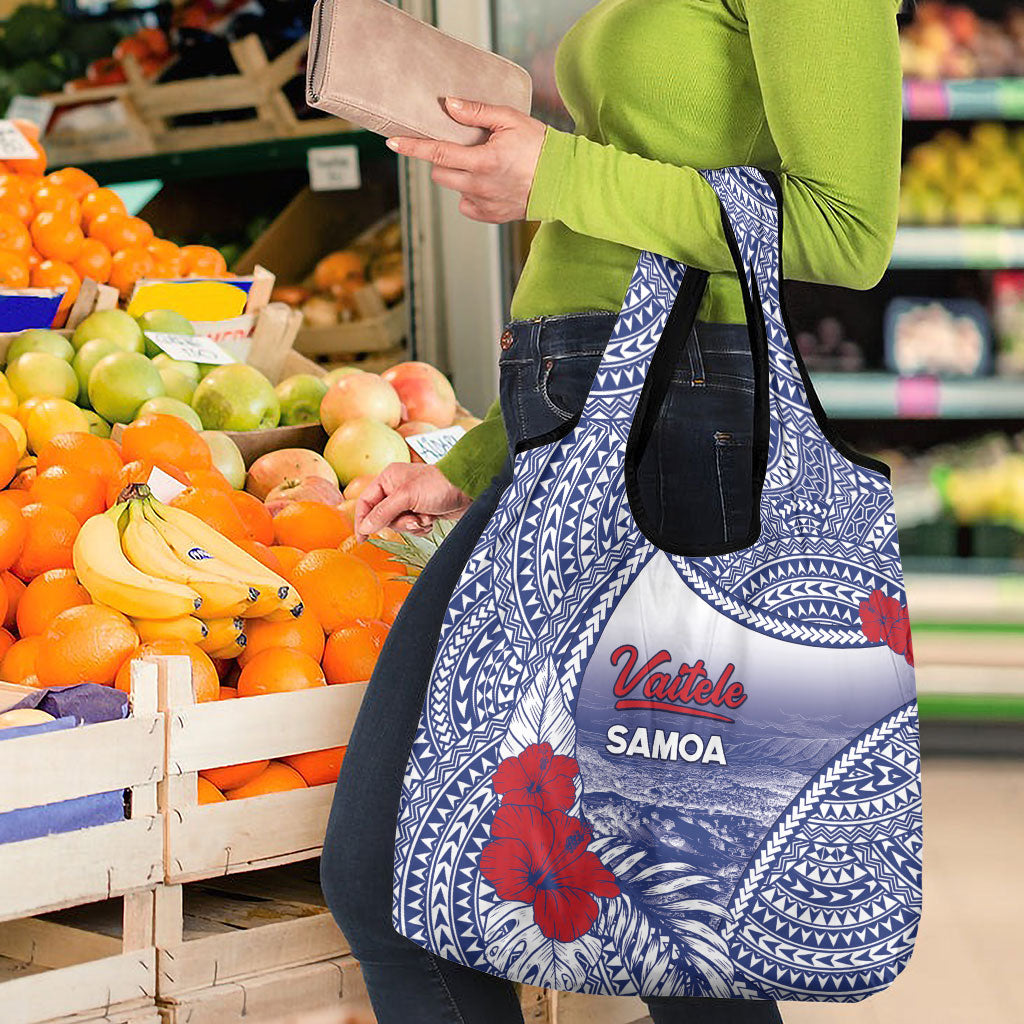 Vaitele Samoa Village Grocery Bag Falefa Valley Polynesian Tribal Hibiscus Floral