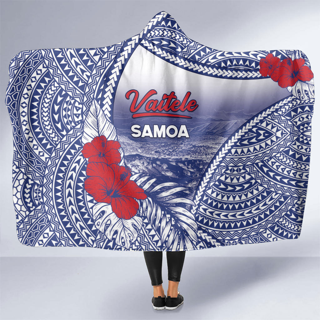 Vaitele Samoa Village Hooded Blanket Falefa Valley Polynesian Tribal Hibiscus Floral