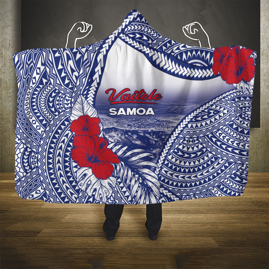 Vaitele Samoa Village Hooded Blanket Falefa Valley Polynesian Tribal Hibiscus Floral