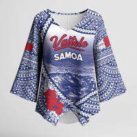 Personalised Vaitele Samoa Village Kimono Sleeve Blouse Falefa Valley Polynesian Tribal Hibiscus Floral