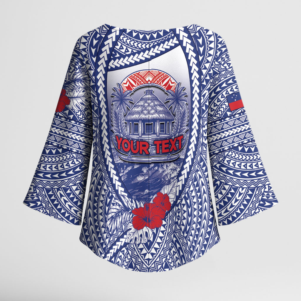 Personalised Vaitele Samoa Village Kimono Sleeve Blouse Falefa Valley Polynesian Tribal Hibiscus Floral