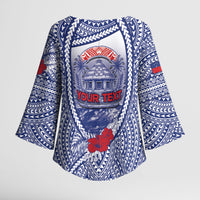 Personalised Vaitele Samoa Village Kimono Sleeve Blouse Falefa Valley Polynesian Tribal Hibiscus Floral