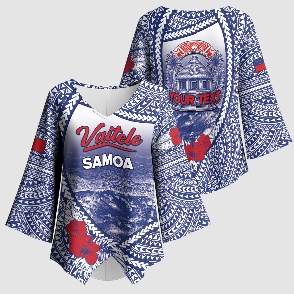 Personalised Vaitele Samoa Village Kimono Sleeve Blouse Falefa Valley Polynesian Tribal Hibiscus Floral
