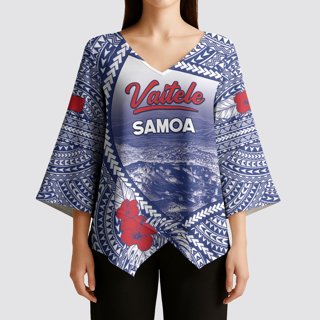 Personalised Vaitele Samoa Village Kimono Sleeve Blouse Falefa Valley Polynesian Tribal Hibiscus Floral