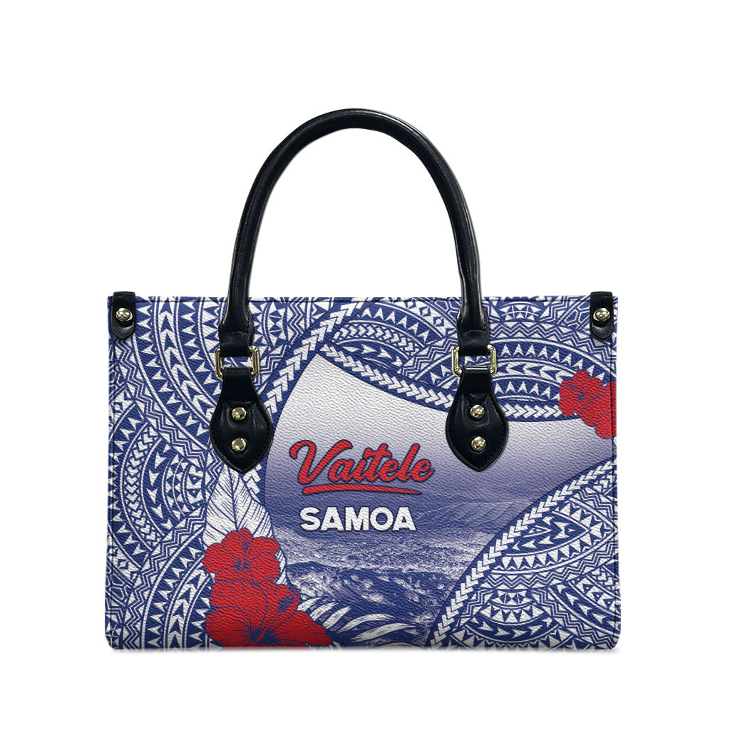 Vaitele Samoa Village Leather Bag Falefa Valley Polynesian Tribal Hibiscus Floral