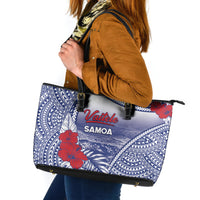Vaitele Samoa Village Leather Tote Bag Falefa Valley Polynesian Tribal Hibiscus Floral