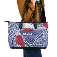 Vaitele Samoa Village Leather Tote Bag Falefa Valley Polynesian Tribal Hibiscus Floral