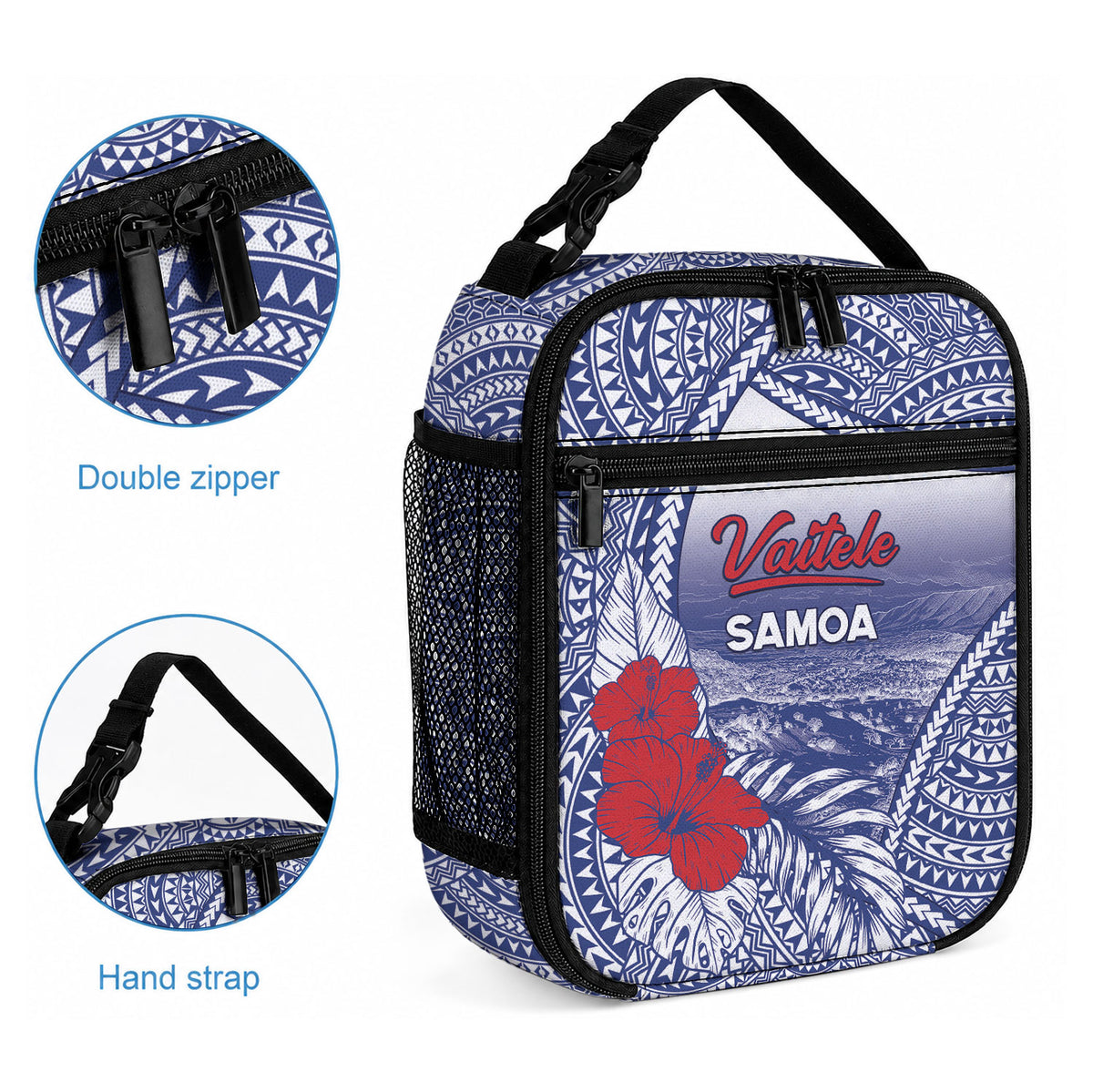 Vaitele Samoa Village Lunch Bag Falefa Valley Polynesian Tribal Hibiscus Floral
