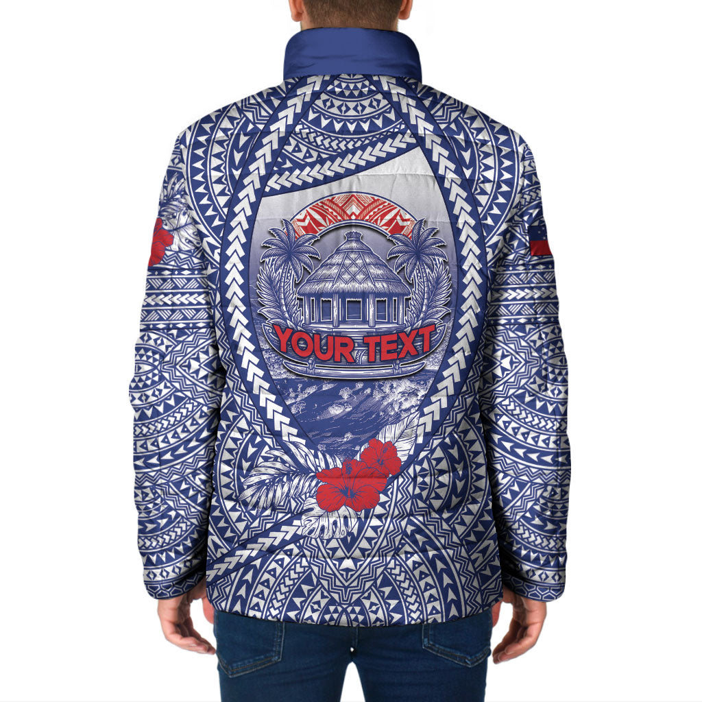 Personalised Vaitele Samoa Village Padded Jacket Falefa Valley Polynesian Tribal Hibiscus Floral