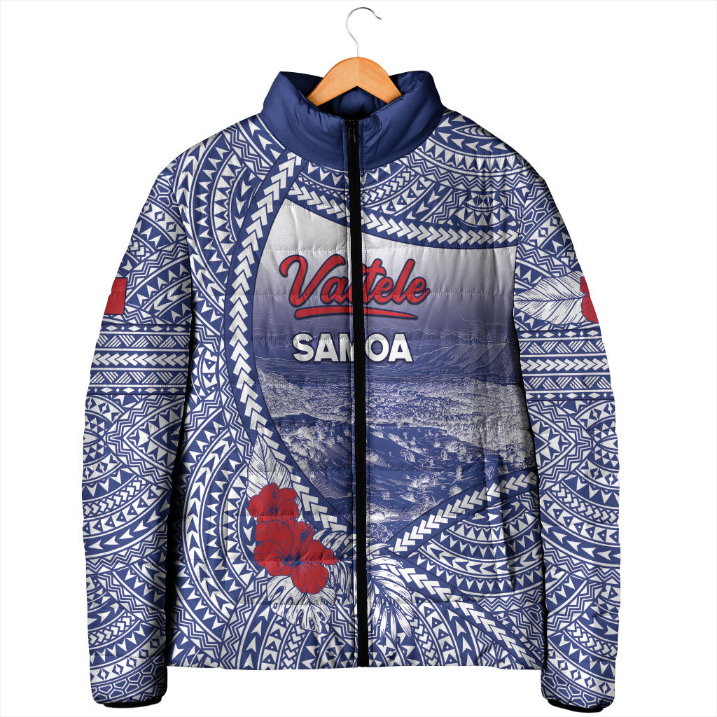 Personalised Vaitele Samoa Village Padded Jacket Falefa Valley Polynesian Tribal Hibiscus Floral
