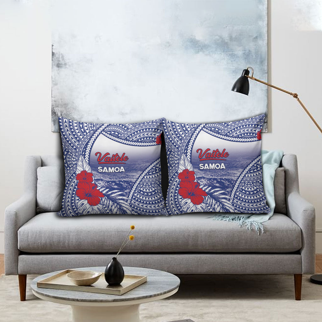 Vaitele Samoa Village Pillow Cover Falefa Valley Polynesian Tribal Hibiscus Floral