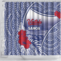 Vaitele Samoa Village Shower Curtain Falefa Valley Polynesian Tribal Hibiscus Floral