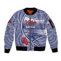 Personalised Vaitele Samoa Village Sleeve Zip Bomber Jacket Falefa Valley Polynesian Tribal Hibiscus Floral