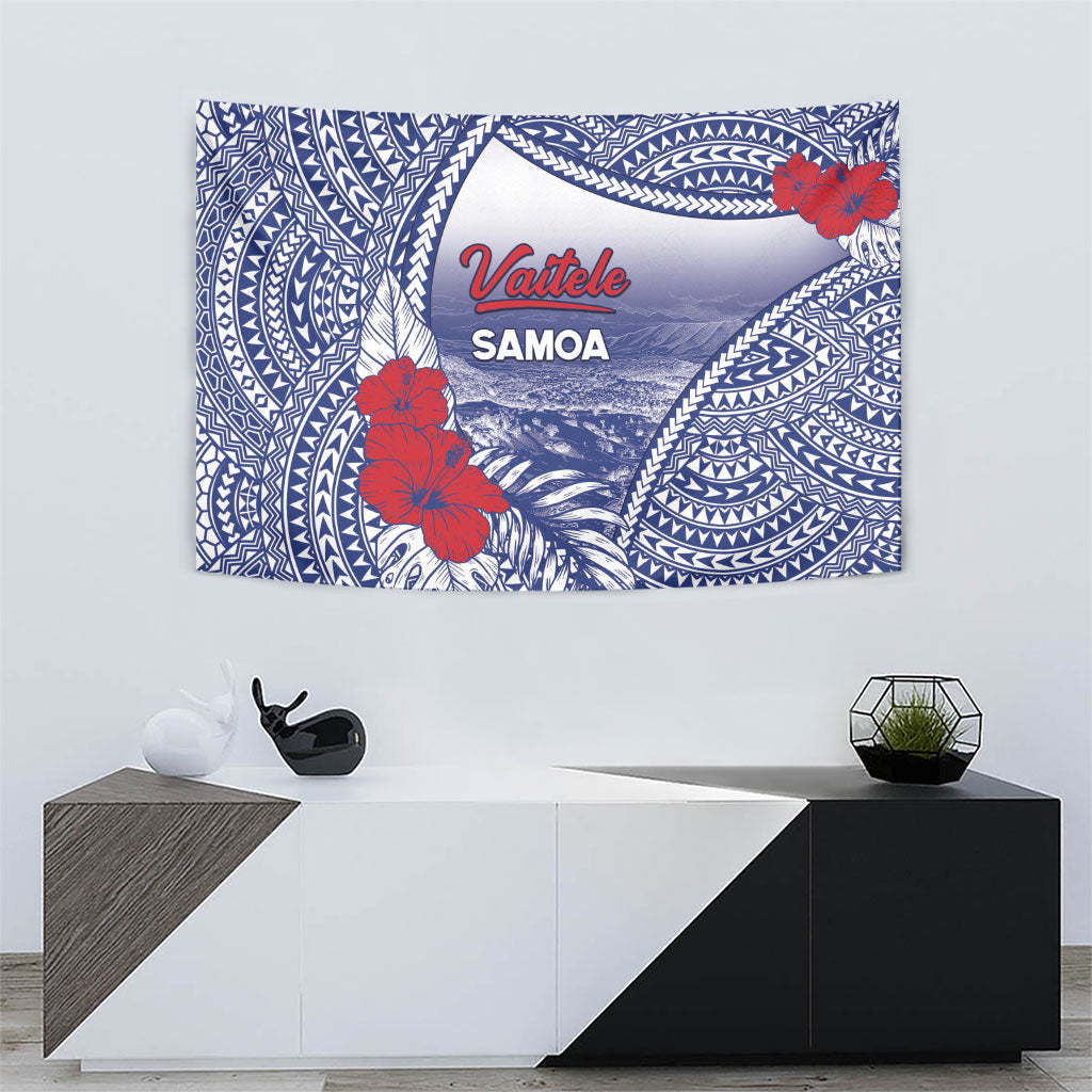 Vaitele Samoa Village Tapestry Falefa Valley Polynesian Tribal Hibiscus Floral