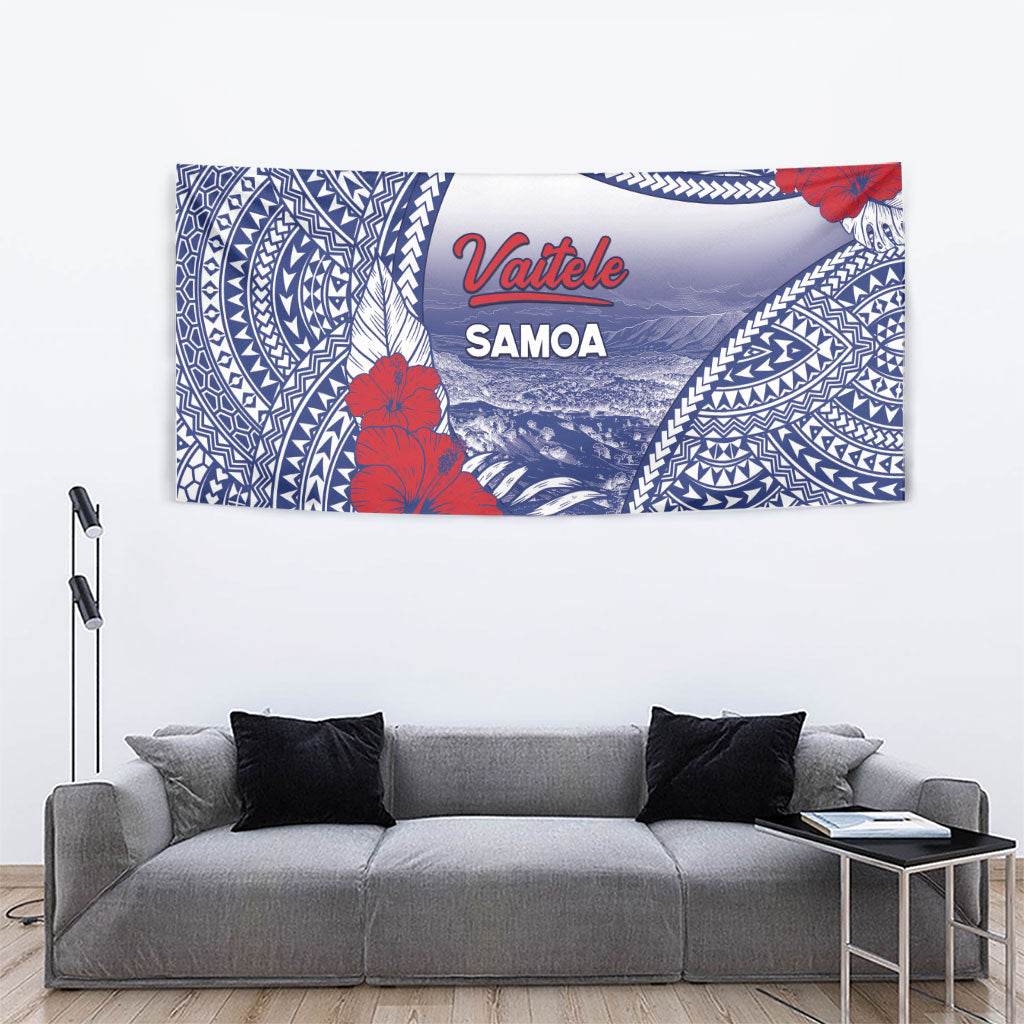 Vaitele Samoa Village Tapestry Falefa Valley Polynesian Tribal Hibiscus Floral