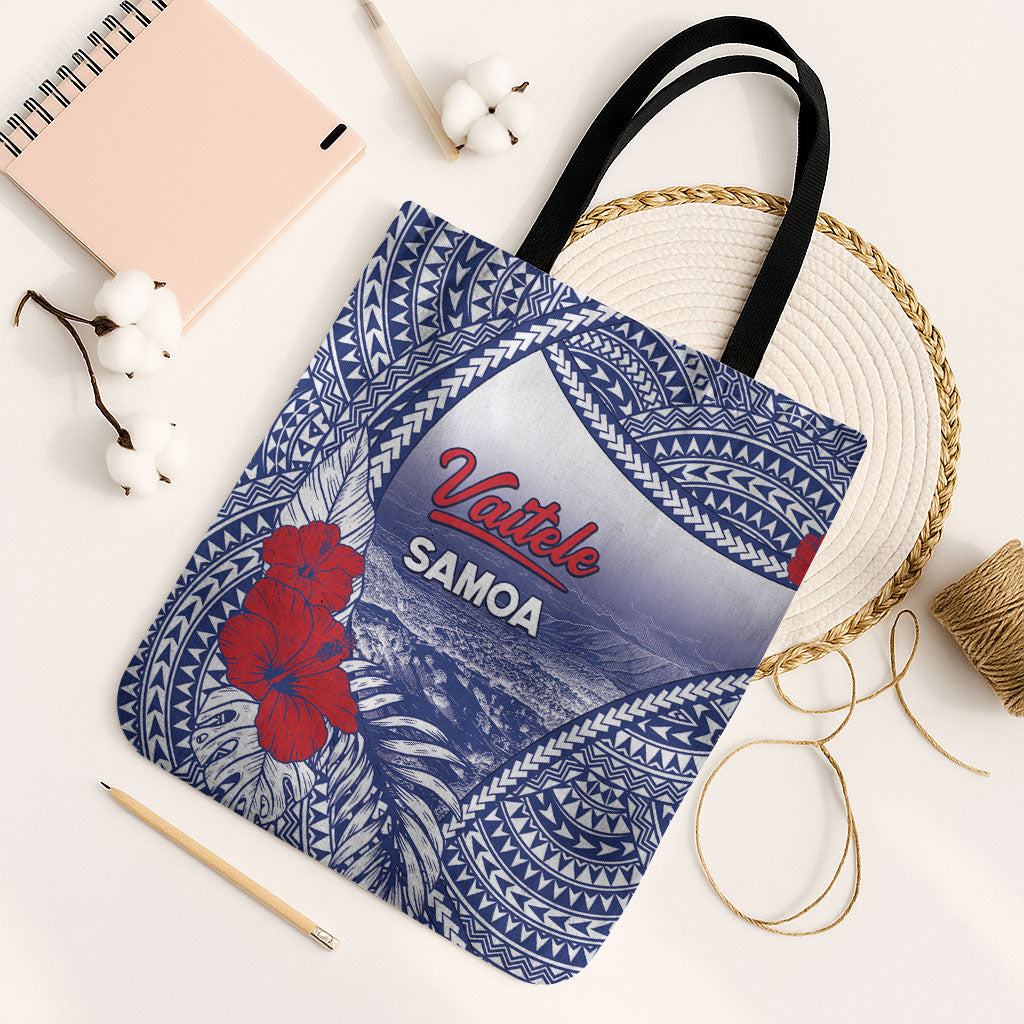 Vaitele Samoa Village Tote Bag Falefa Valley Polynesian Tribal Hibiscus Floral
