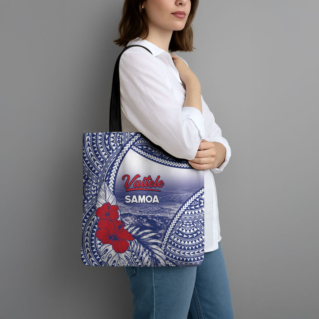 Vaitele Samoa Village Tote Bag Falefa Valley Polynesian Tribal Hibiscus Floral