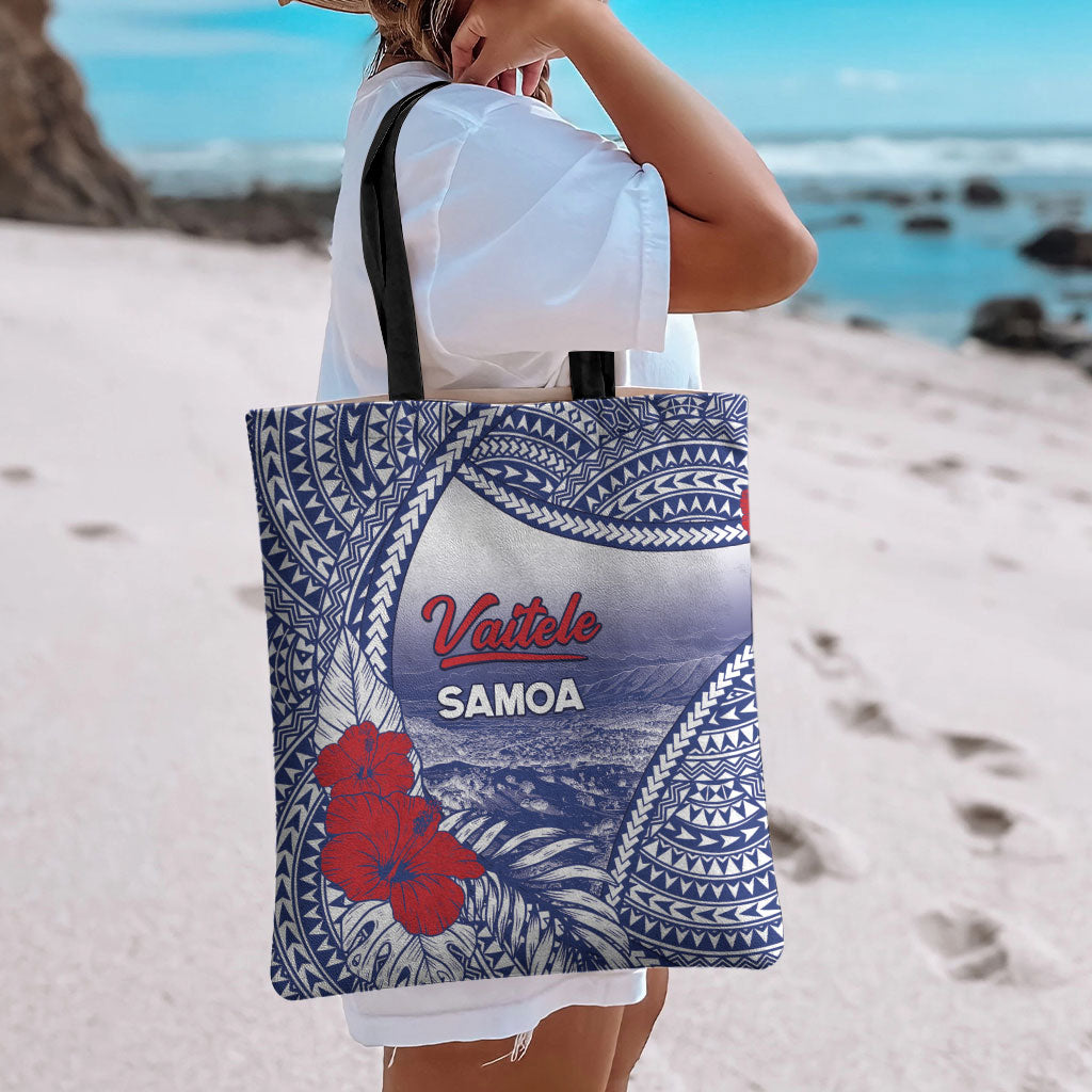 Vaitele Samoa Village Tote Bag Falefa Valley Polynesian Tribal Hibiscus Floral