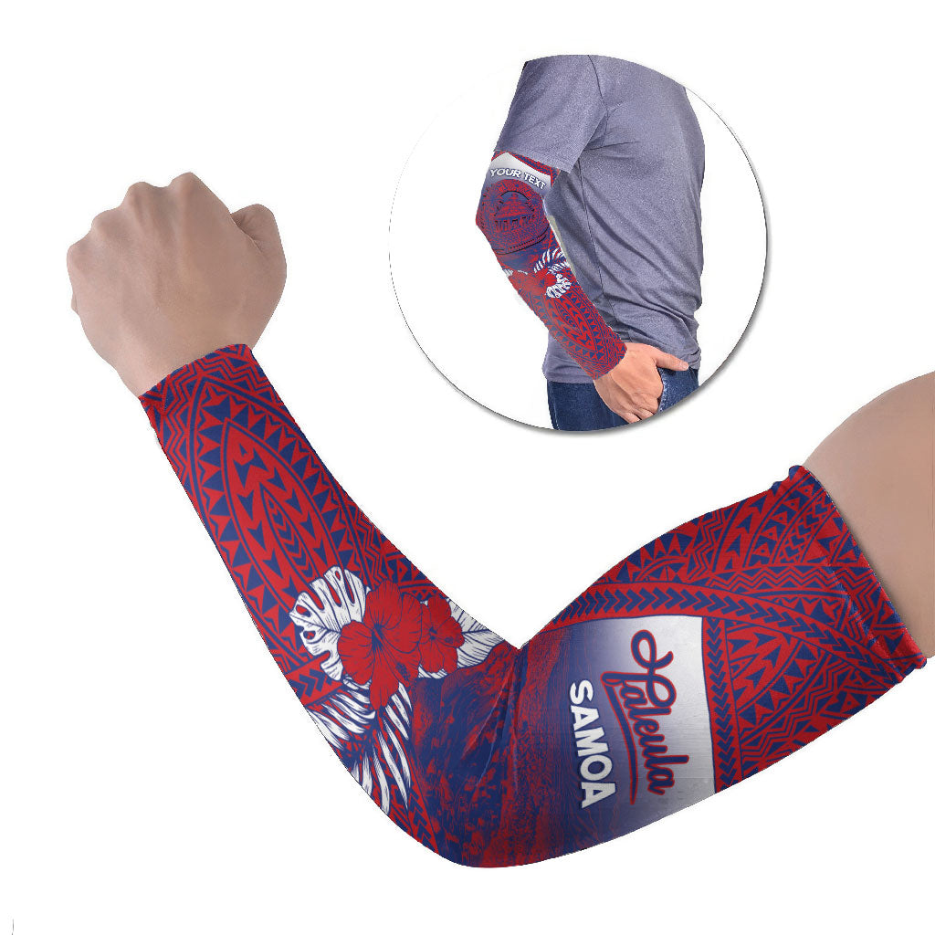 Personalised Faleula Samoa Village Arm Sleeves Falefa Valley Polynesian Tribal Hibiscus Floral
