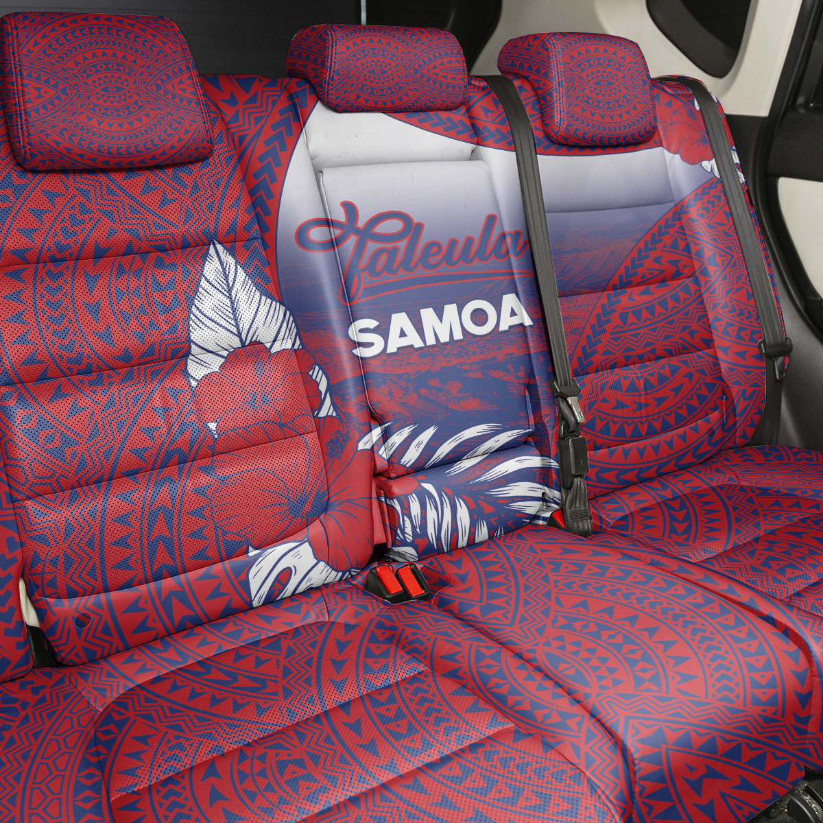 Faleula Samoa Village Back Car Seat Cover Falefa Valley Polynesian Tribal Hibiscus Floral