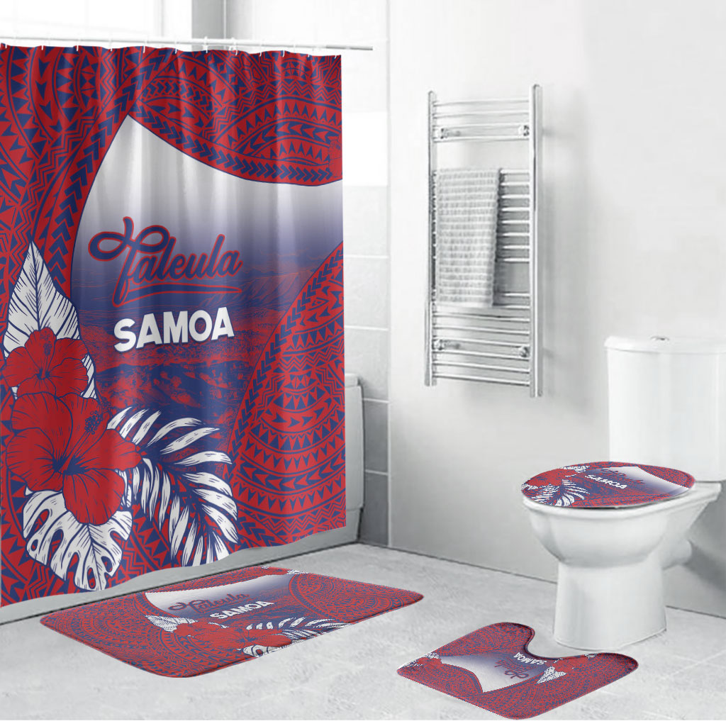 Faleula Samoa Village Bathroom Set Falefa Valley Polynesian Tribal Hibiscus Floral
