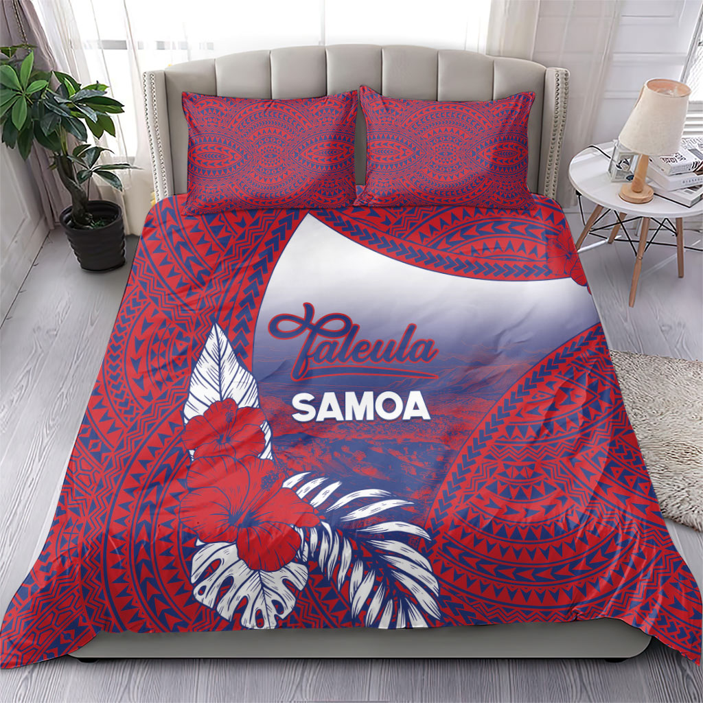 Faleula Samoa Village Bedding Set Falefa Valley Polynesian Tribal Hibiscus Floral