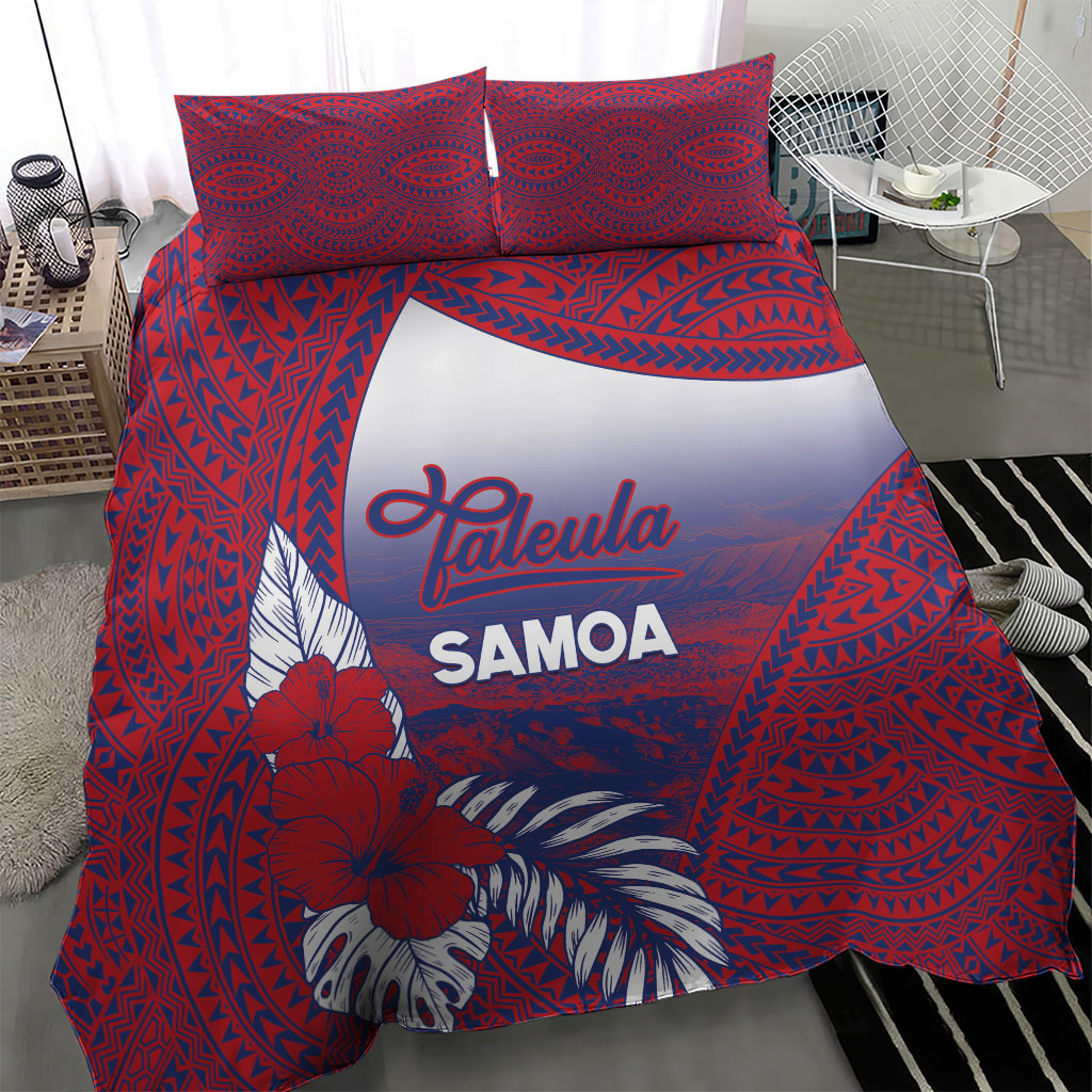 Faleula Samoa Village Bedding Set Falefa Valley Polynesian Tribal Hibiscus Floral